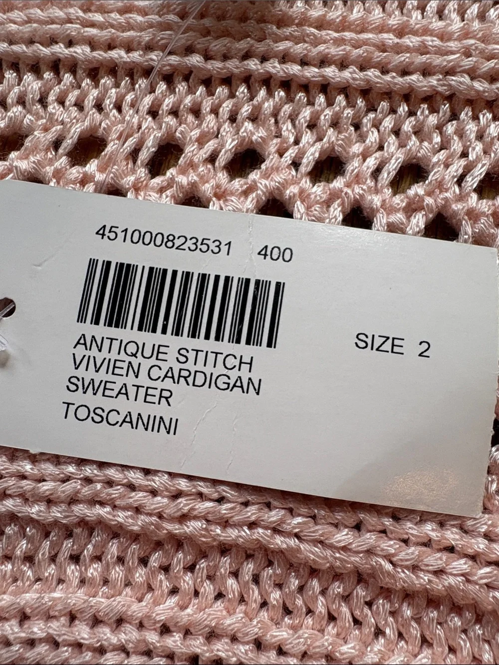 Chico’s sz L (2) antique stitch Vivien cardigan pink cardigan sweater NWT
